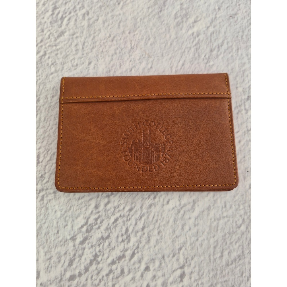 Leeman Genuine Calfskin Leather Card Holder Slim Wallet Smith College Brown